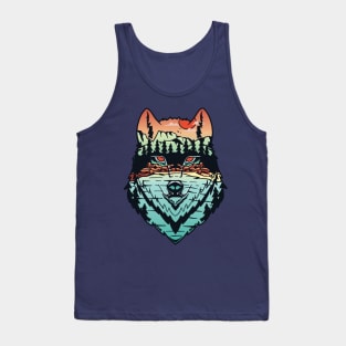 Hand Draw Land Scape Wolf Tank Top